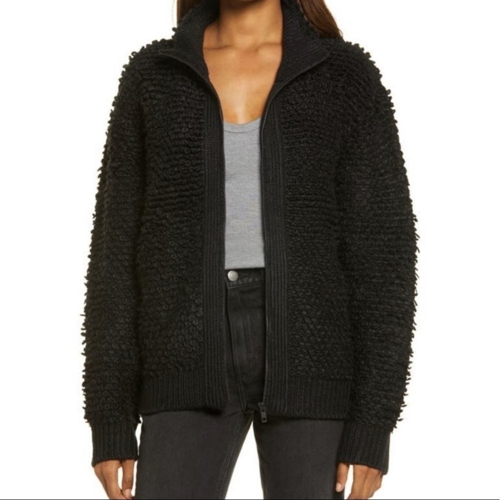 NWT - Treasure & Bond - Black Loop Knit Zip Jacket - M